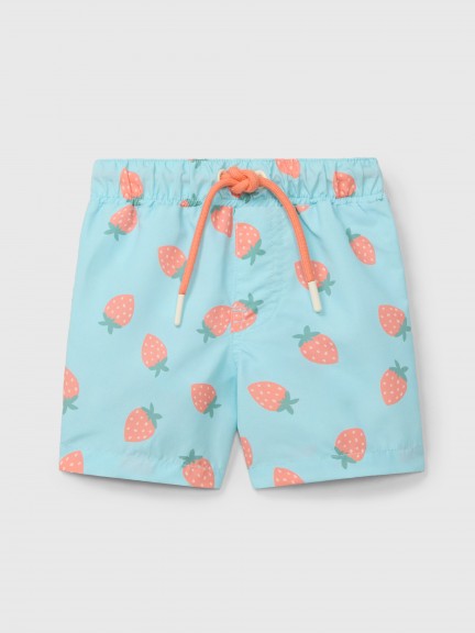 Short de bain fraises