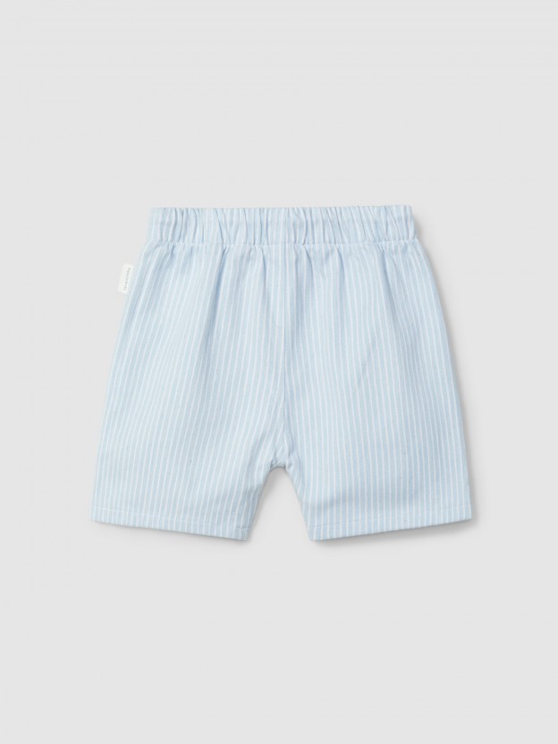 Pantalón corto pull-up vaquero a rayas Pantalón corto pull-up vaquero a rayas