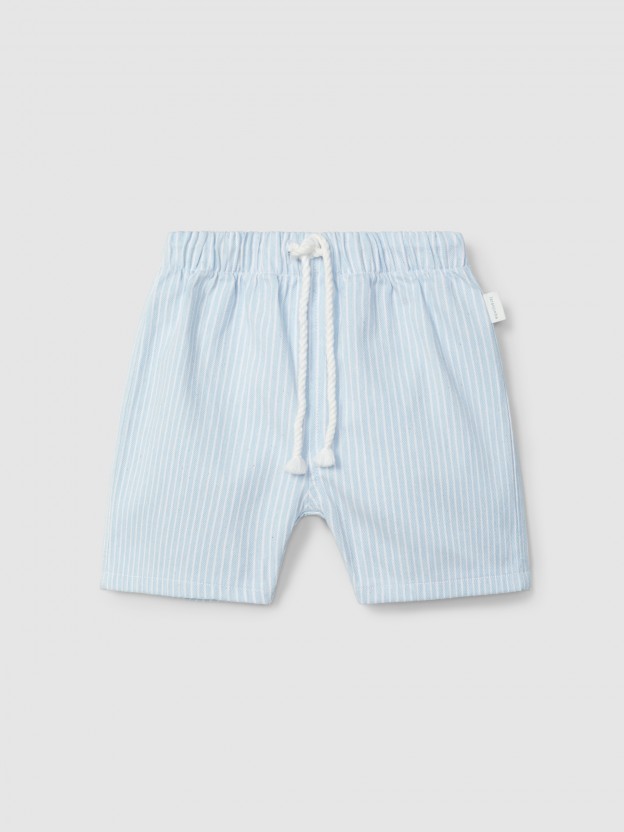 Pantalón corto pull-up vaquero a rayas Pantalón corto pull-up vaquero a rayas