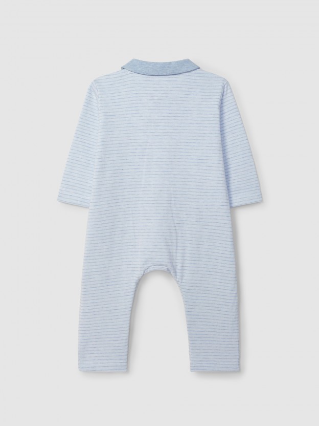 Babygrow maille double � rayures sans pieds