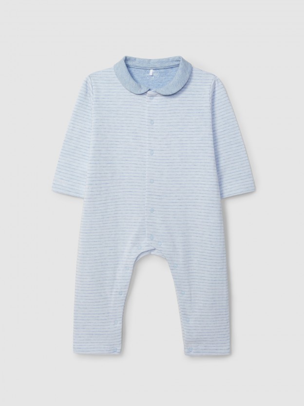 Babygrow maille double � rayures sans pieds