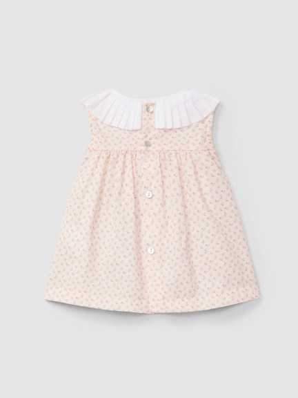 Vestido flores delicadas y cuello plisado Vestido flores delicadas y cuello plisado