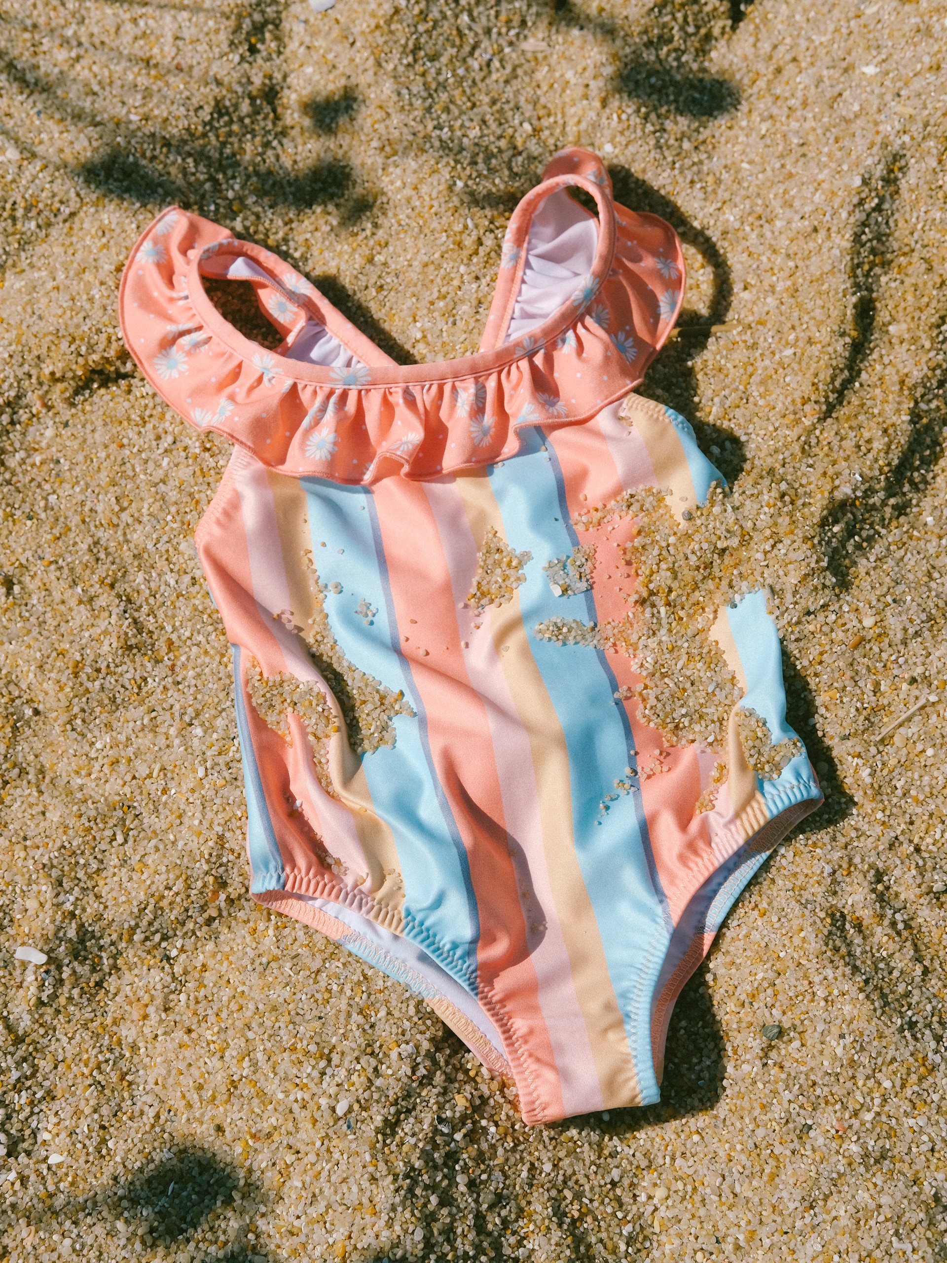 Swimsuit multi-coloured stripes and flowers