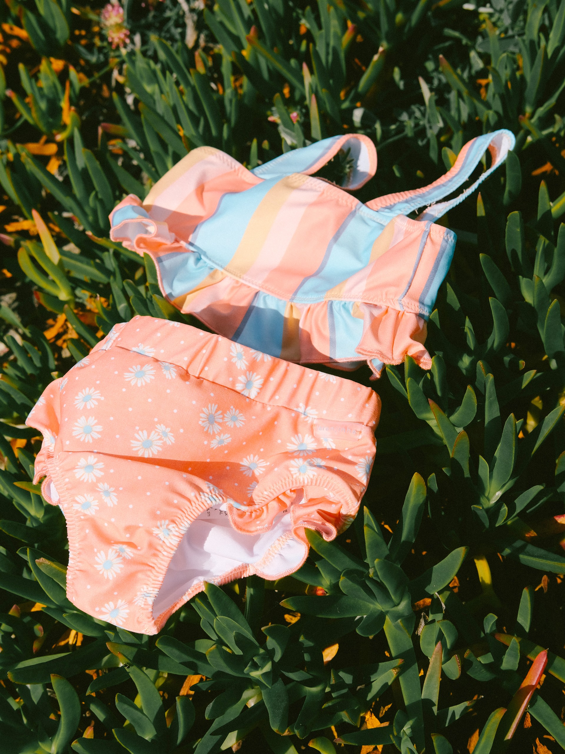 Bikini multi-coloured stripes and flowers