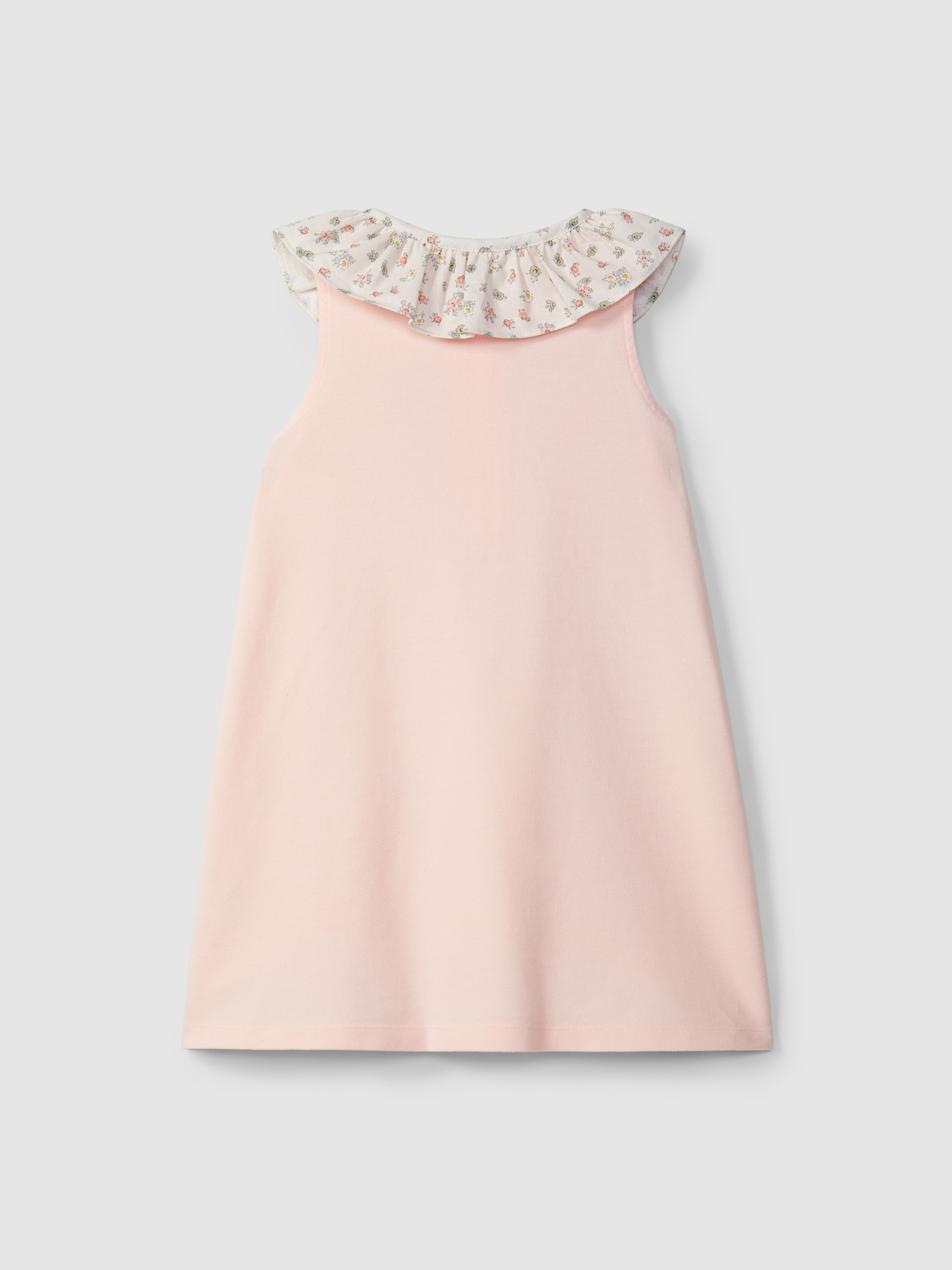 Dress pique with ruffled printed collar