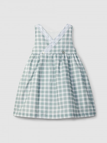 Robe à carreaux avec détails en dentelle Robe à carreaux avec détails en dentelle