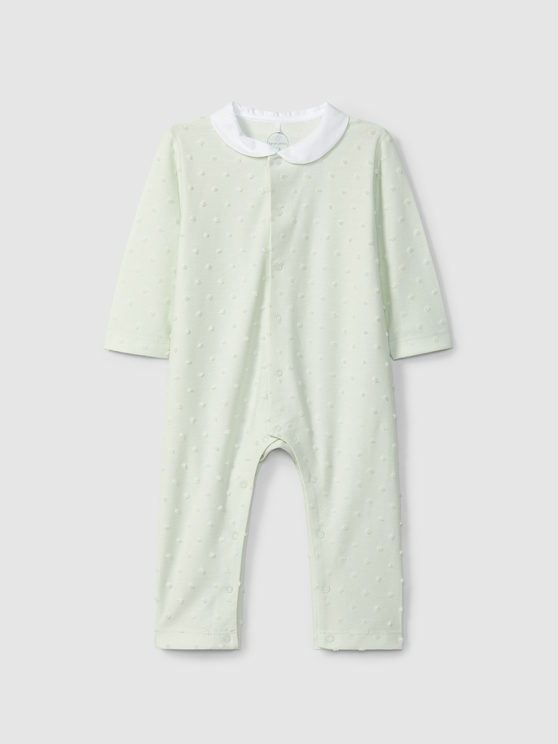 Babygrow round collar with embossed polka dots