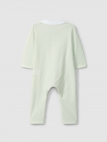 Babygrow gola redonda com pintas em relevo sem pés Babygrow gola redonda com pintas em relevo sem pés