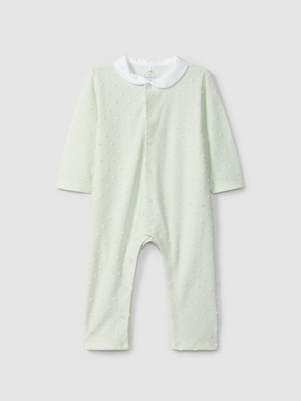 Babygrow gola redonda com pintas em relevo sem pés Babygrow gola redonda com pintas em relevo sem pés