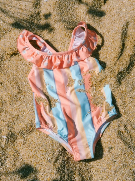 Swimsuit multi-coloured stripes and flowers Swimsuit multi-coloured stripes and flowers