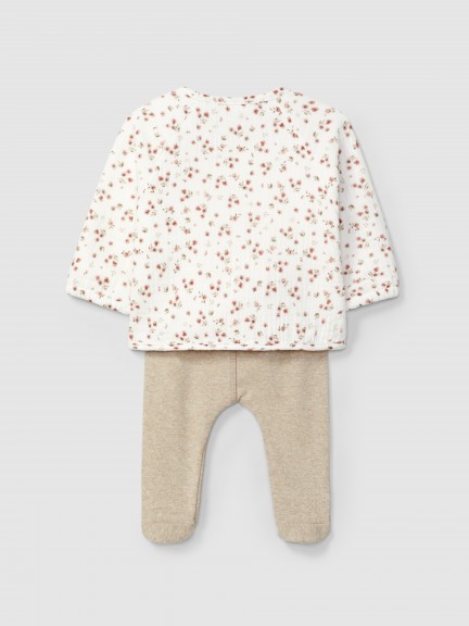 Two-piece set in printed muslin and plain jersey Two-piece set in printed muslin and plain jersey