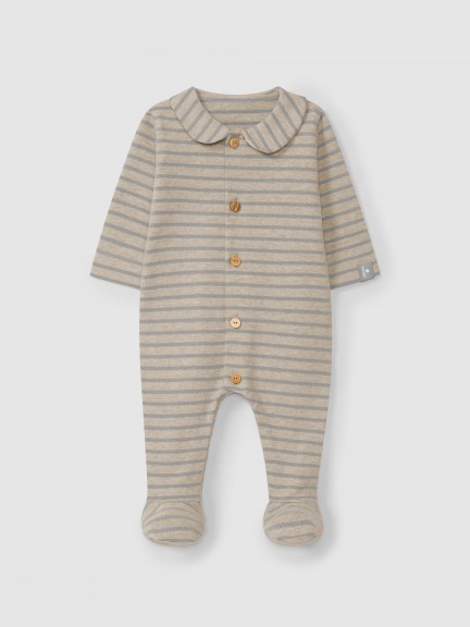 Striped soft brushed jersey romper Striped soft brushed jersey romper