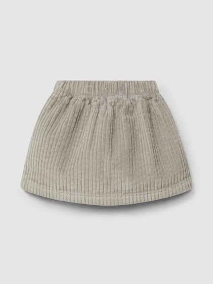 Skirt in ribbed velvet drawstring detail with pom-pom Skirt in ribbed velvet drawstring detail with pom-pom