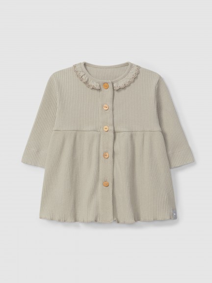 Dress in ribbed jersey with ruffled collar Dress in ribbed jersey with ruffled collar
