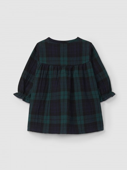 Robe carreaux avec détail de poches avec volant brodé Robe carreaux avec détail de poches avec volant brodé