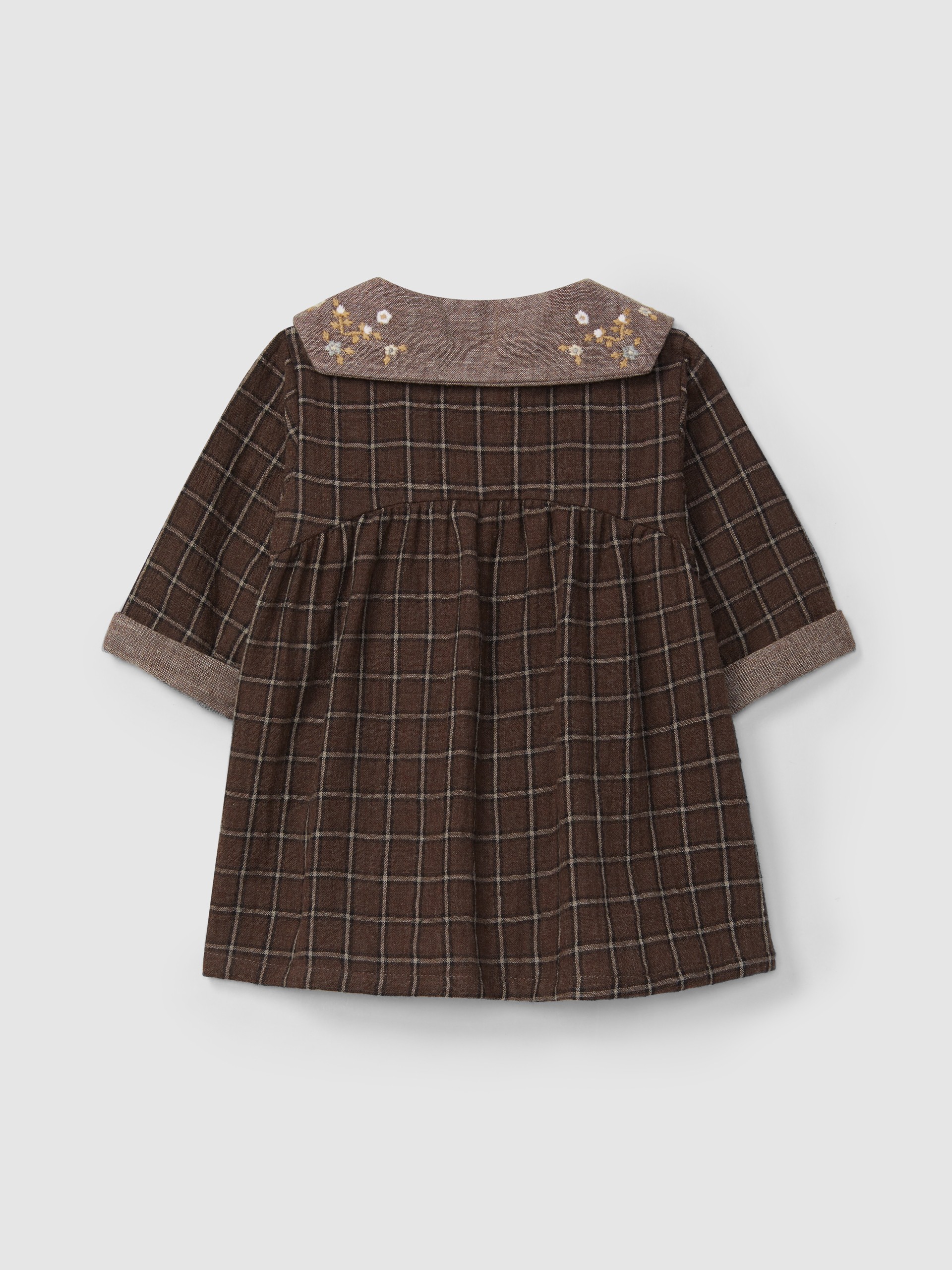 Robe carreaux avec détail de fleurs brodées