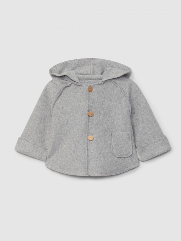 Gilet � capuche en maille polaire en coton biologique