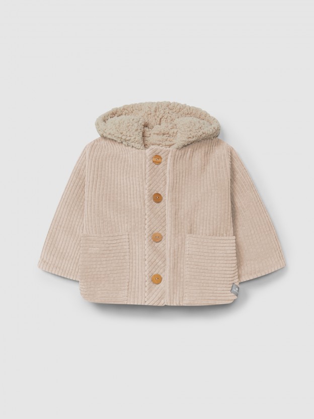 Gilet à capuche en velours cannelé Gilet à capuche en velours cannelé