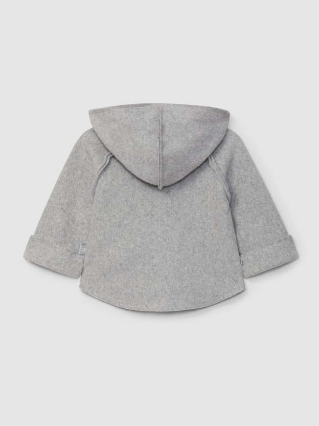 Gilet � capuche en maille polaire en coton biologique