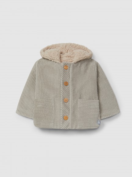 Ribbed velvet hooded jacket Ribbed velvet hooded jacket