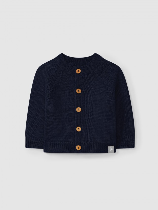 Gilet tricot� � col rond