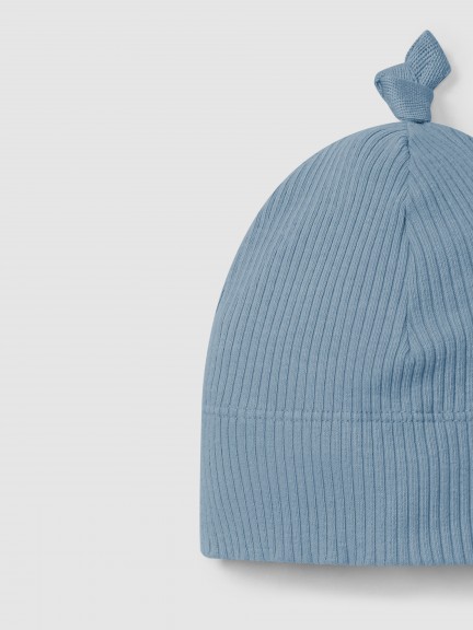 Ribbed jersey beanie with knot Ribbed jersey beanie with knot