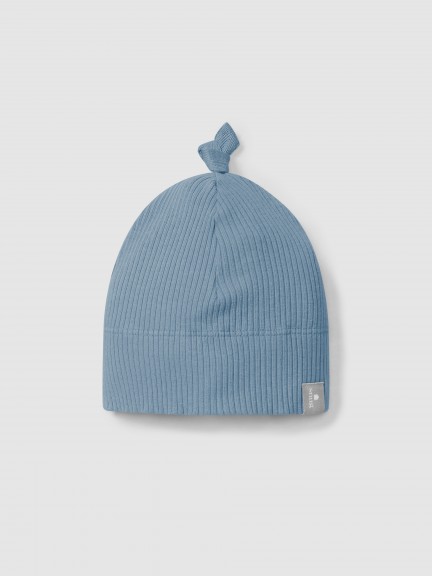 Ribbed jersey beanie with knot Ribbed jersey beanie with knot