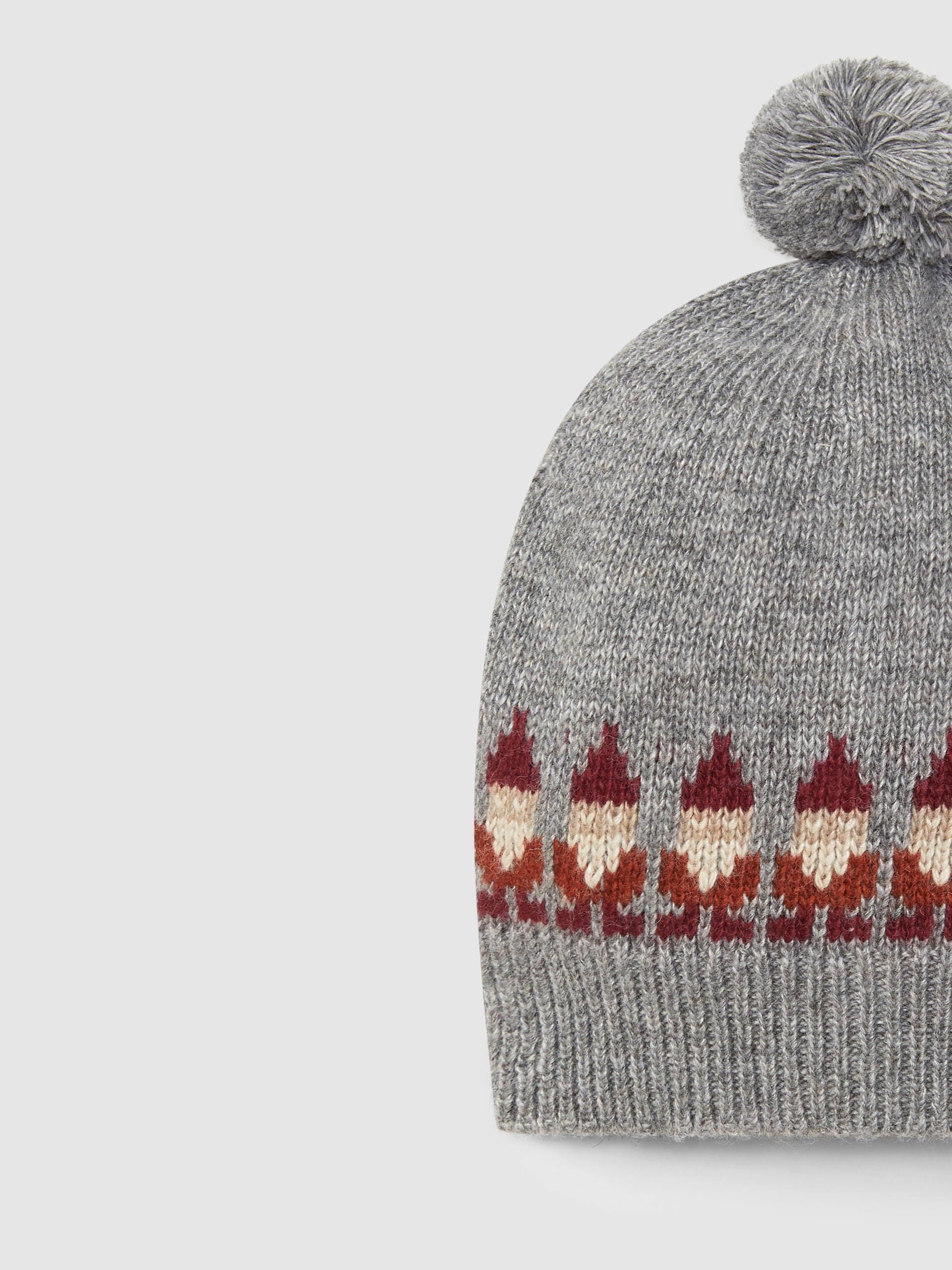 Santa jacquard knitted beanie with pom-pom