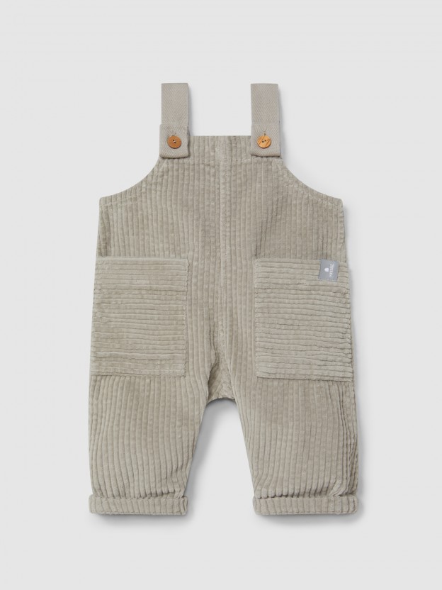 Ribbed velvet dungarees
