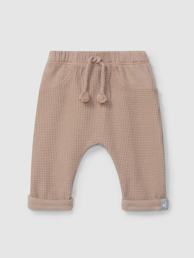 Pantalón pull-up en punto gofre Pantalón pull-up en punto gofre