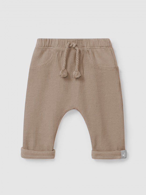 Pantalón pull-up en punto gofre Pantalón pull-up en punto gofre