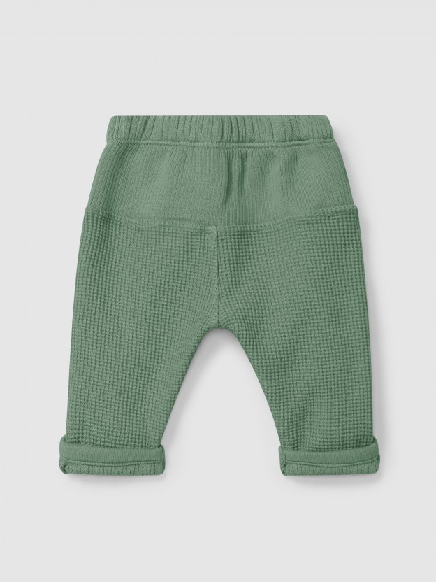 Pantalón pull-up en punto gofre Pantalón pull-up en punto gofre