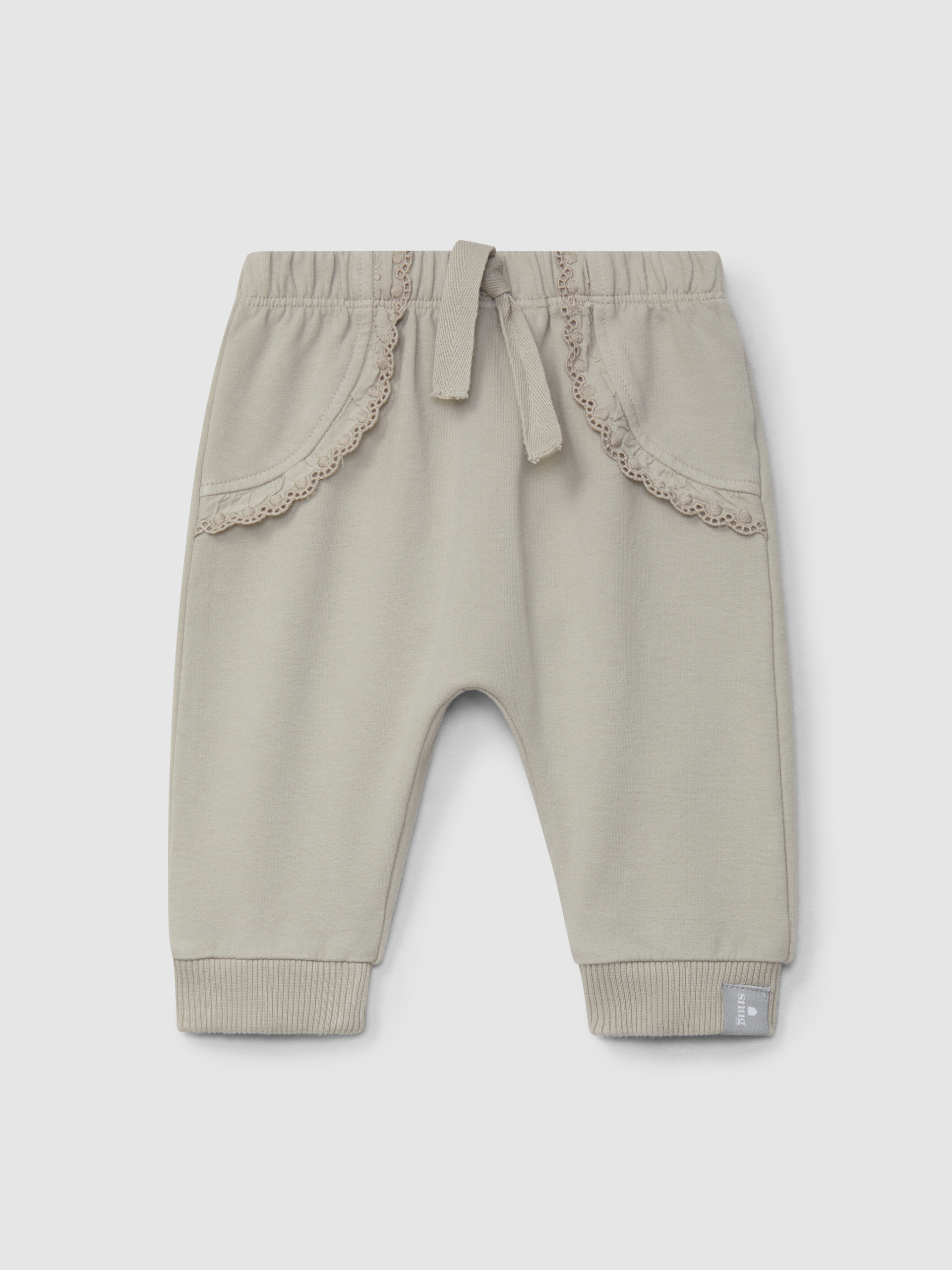 Pantalon pull-up en peluche avec volant brodé