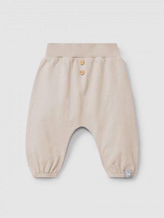 Plain pull-up pants in organic cotton Plain pull-up pants in organic cotton