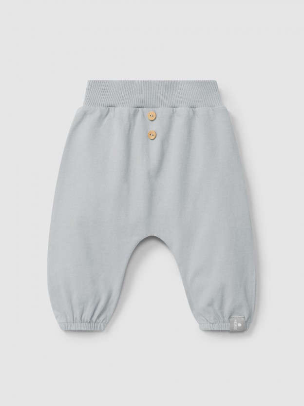 Plain pull-up pants in organic cotton Plain pull-up pants in organic cotton
