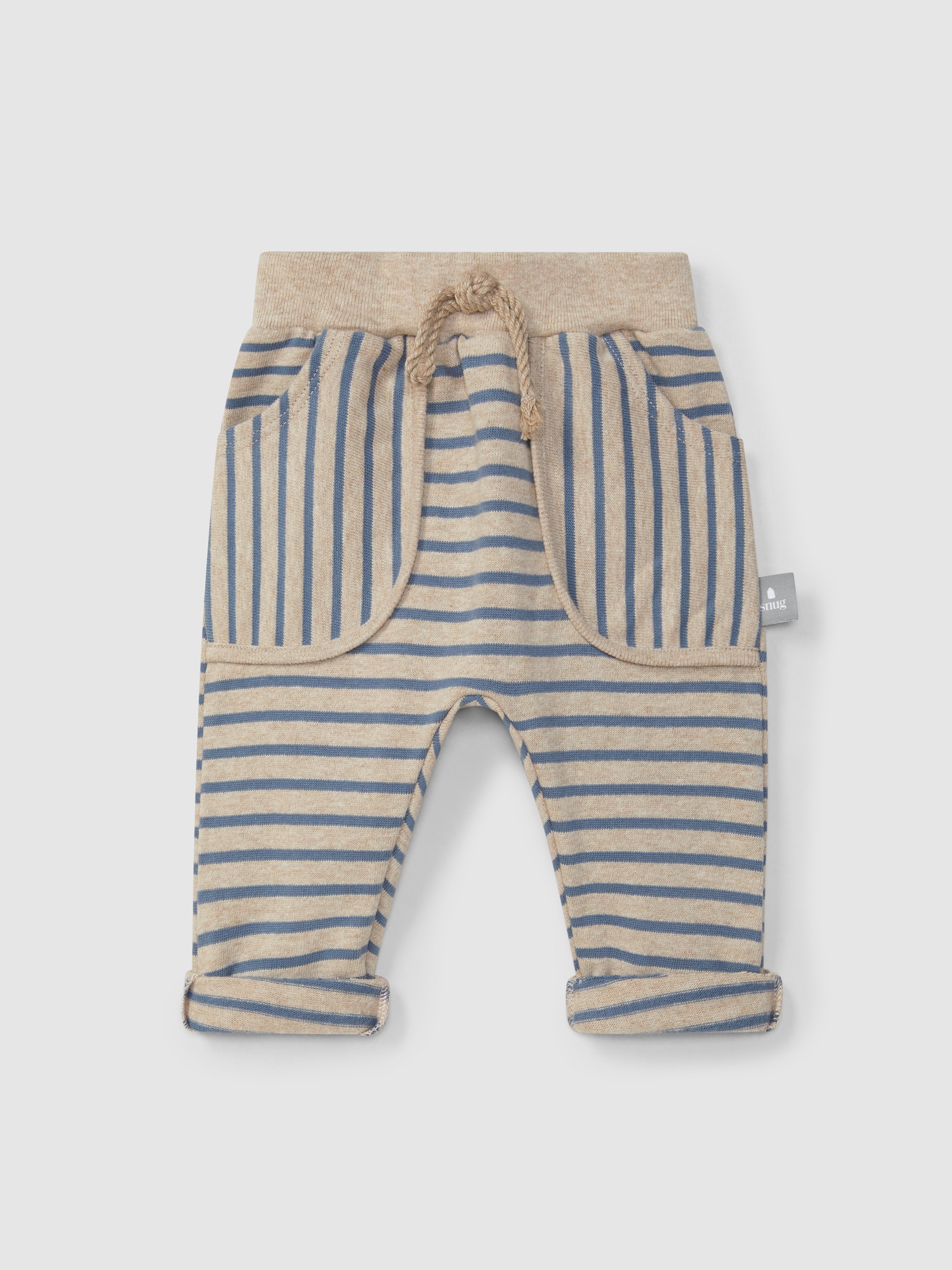 Pantalón pull-up a rayas de punto cardado