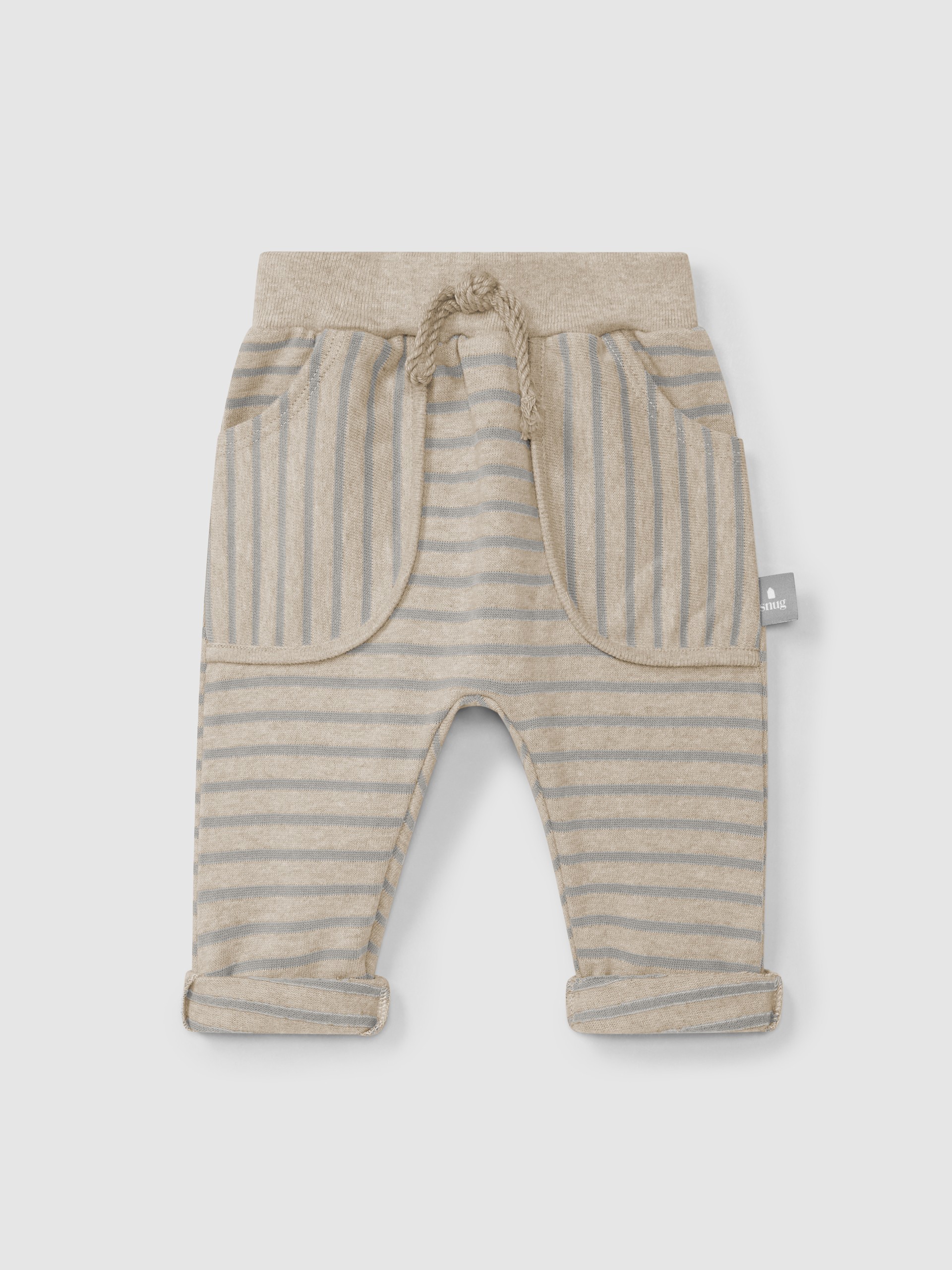 Pantalón pull-up a rayas de punto cardado