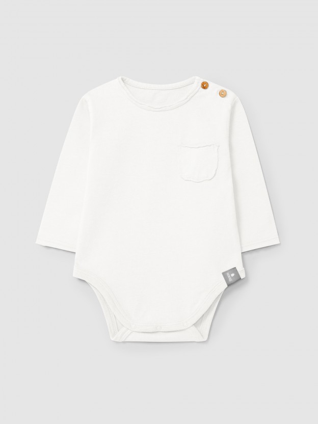 Body � col rond avec poche en coton biologique