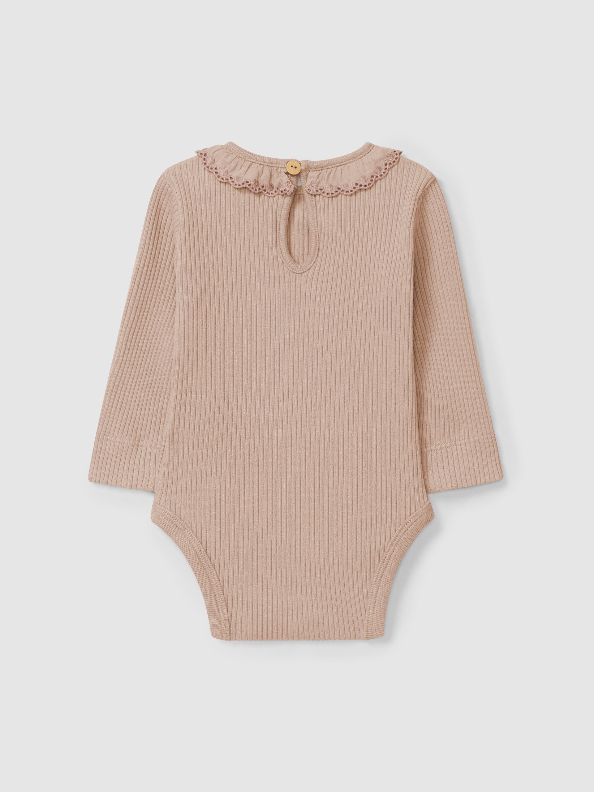 Bodysuit ribbed jersey with ruffled collar