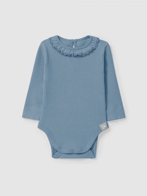 Bodysuit ribbed jersey with ruffled collar Bodysuit ribbed jersey with ruffled collar