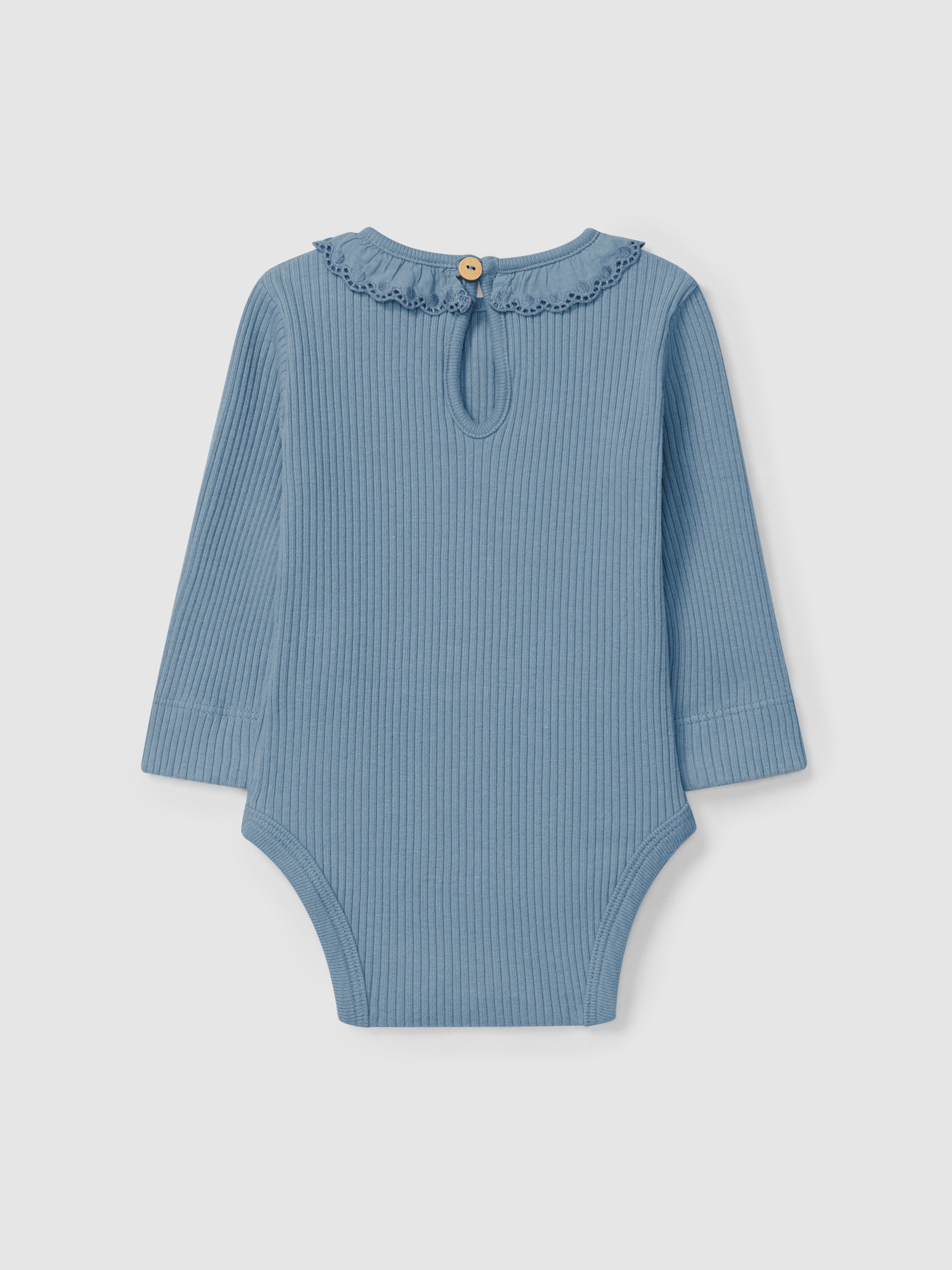 Bodysuit ribbed jersey with ruffled collar