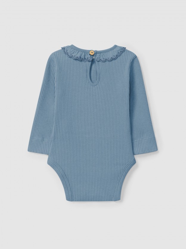 Bodysuit ribbed jersey with ruffled collar Bodysuit ribbed jersey with ruffled collar