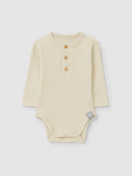 Ribbed jersey collarless bodysuit Ribbed jersey collarless bodysuit