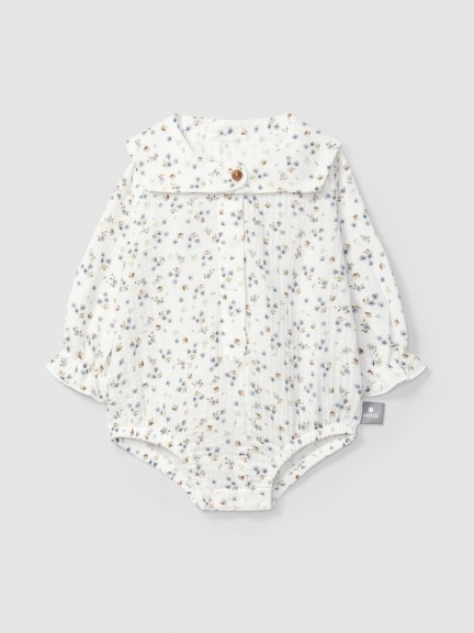 Bodysuit in floral printed muslin Bodysuit in floral printed muslin