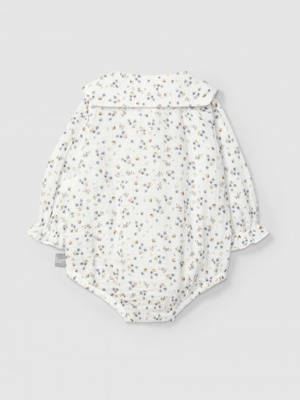 Bodysuit in floral printed muslin Bodysuit in floral printed muslin