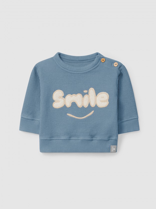 Sudadera "smile" en punto gofre Sudadera "smile" en punto gofre
