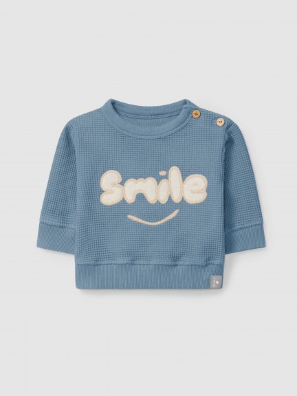 Sudadera "smile" en punto gofre Sudadera "smile" en punto gofre
