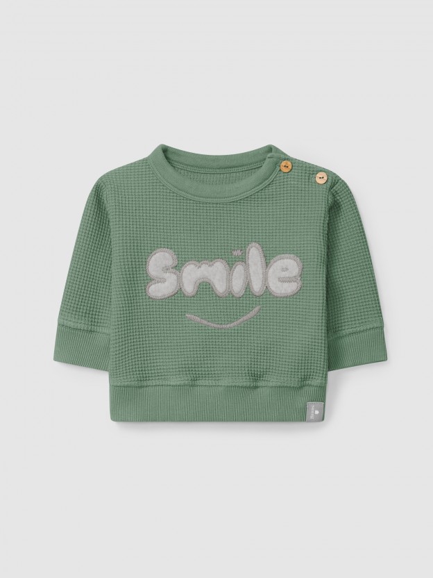 Sudadera "smile" en punto gofre Sudadera "smile" en punto gofre