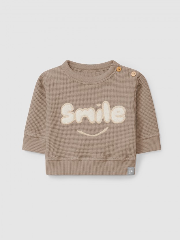 Sudadera "smile" en punto gofre Sudadera "smile" en punto gofre