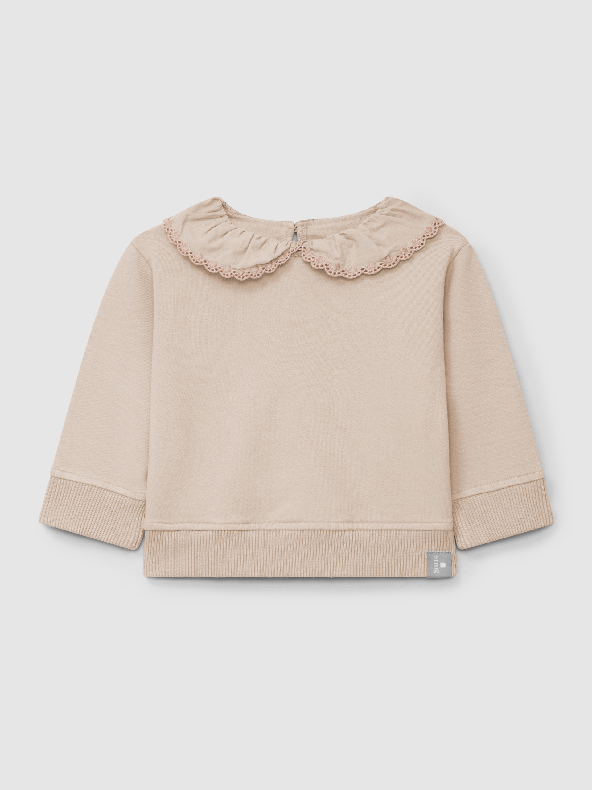 Sudadera de felpa con cuello de volante bordado